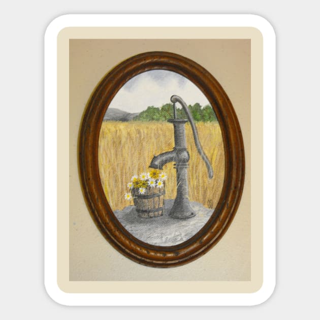 Old pump with flowers Sticker by Matt Starr Fine Art